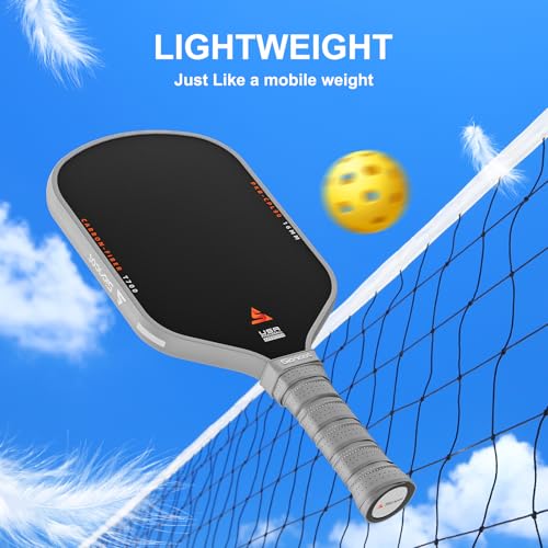 Sioncot Thermoformed Carbon Fiber Pickleball Paddle - Textured Grip, Larger Sweet Spots for Max Spin, Control & Power - 16mm Polypropylene Honeycomb Core for All Skill Levels, 8.0 oz