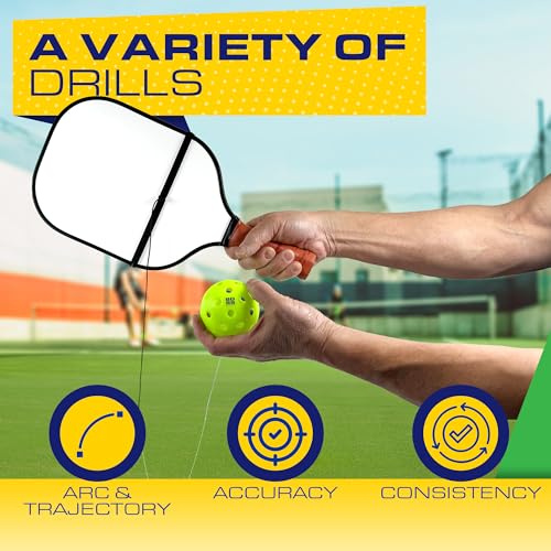 BOSSpickle Pickleball Trainer for Drop Practice. Pickleball Trainer Ball with String Works as rebounder and Improves Hand Eye Coordination and Allows Solo Practice with Match Buddy