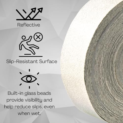 Polymer Pickleball Court Tape, Reflective White Line Marking Tape for Asphalt & Concrete, High Tack, Waterproof, No Residue Removal, Anti-Slip Sports Court Tape, 2" x 150' Roll