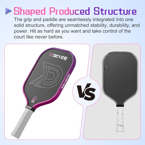 DGYGQ Professional Carbon Fiber Pickleball Paddle-16mm, Superior Control, Strong Power and Forceful Spin with 16mm Honeycomb Core Pickleball Rackets (Pink and Purple)