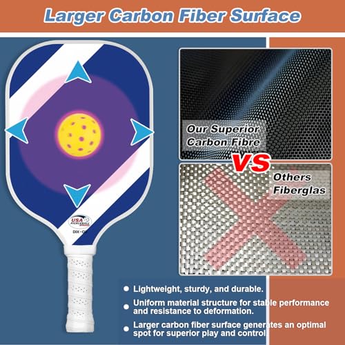 Picklebal Paddle Carbon Fiber, Womens Pickle Ball Paddle USAPA Approved Single Lightweight Pickleball Paddle with Cover Graphite Pickleball Paddle with Premium Grip & Handle