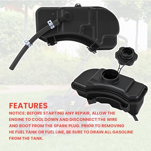 84004115 Fuel Gas Tank with Lawnmower Gas Cap Engine Fuel Tank, Plastic Gas Tank Compatible with B&S, Replace 594112
