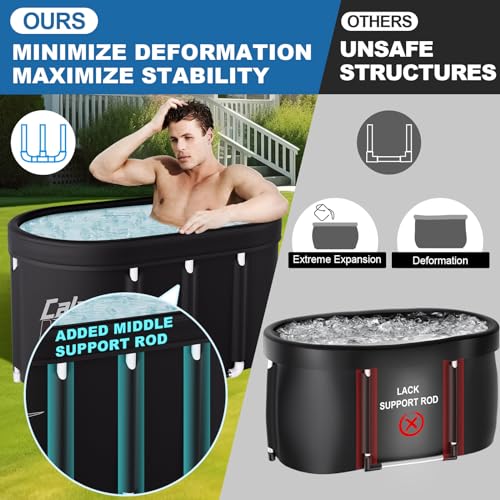 CalmMax Oval Ice Bath Tub with Cover for Athletes XL Portable Cold Plunge Tub - 140 Gal Capacity for Cold Water Therapy Ice Baths at Home Outdoor Gym 41IN
