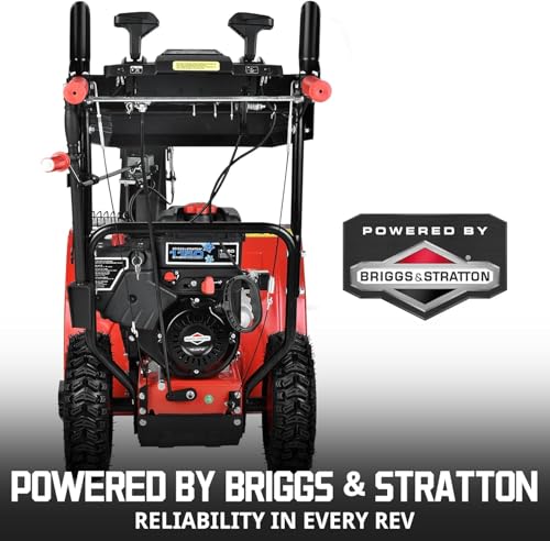 PowerSmart 24-Inch Gas Snow Blower, Self-Propelled Powered by B&S 208cc Engine, 13-Inch Snow Tires, Handle Warmer, Two-Stage Snow Blowers with LED Lights