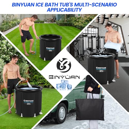 BINYUAN XL Ice Bath Tub for Athletes With Cover 99 Gal Cold Plunge Tub for Recovery, Multiple Layered Portable Ice Bath Plunge Pool Suitable for Gardens, Gyms and Other Cold Water Therapy Training