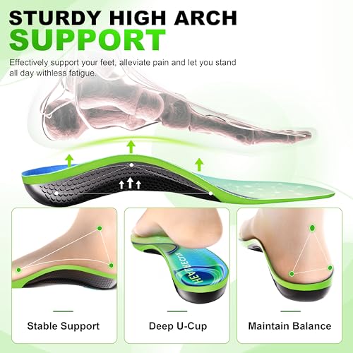 Healrecux Plantar Fasciitis Insoles Shoe Inserts for Men Women, 240lbs Heavy Duty Arch Support Inserts for Pain Relief, Work Boot Orthotics Insoles for Standing All Day, L