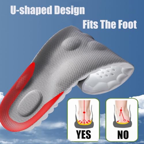 Pickleball Insoles, 4DMemory Foam Arch Support Inserts Trim to Fit,Cloud Comfort Breathable Cushion,with Arch Support Shock Absorption for All-Day Comfort (Green, Men 11-12 / Women 12-13)