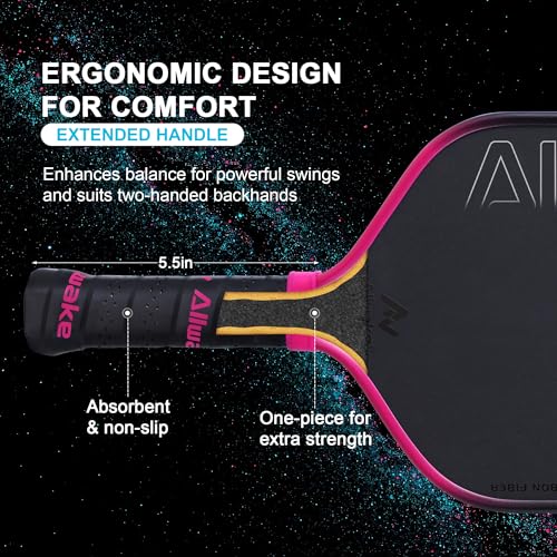 ALLWAKE Pickleball Paddles - Carbon Fiber Paddle with Advanced Foam Core Pickleball Rackets - Lightweight Precision & Enhanced Shock Absorption for High Spin & Powerful Shots