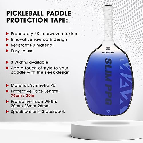 PICKLETECH Pickleball Paddle Protection Tape - 3K PU Interwoven Texture - Paddle Head Edge Guard - Racket Edge Protection Tape -Fit Perfectly Curved Edge -No Wrinkling