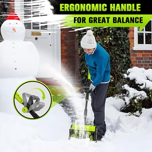 VOTLEMI 40V Cordless Snow Shovel, 13 Inch 4.0Ah Electric Snow Shovel with Directional Plate, Brushless Cordless Snow Blower for Pathway, Patio, Deck, Driveway, Green