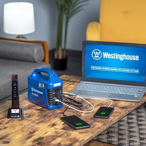 Westinghouse 194Wh 300 Peak Watt Portable Power Station & Solar Generator, Modified Sine Wave AC Outlet, Backup Lithium Battery for Camping, Home, Travel, Indoor/Outdoor Use (Solar Panel Not Included)