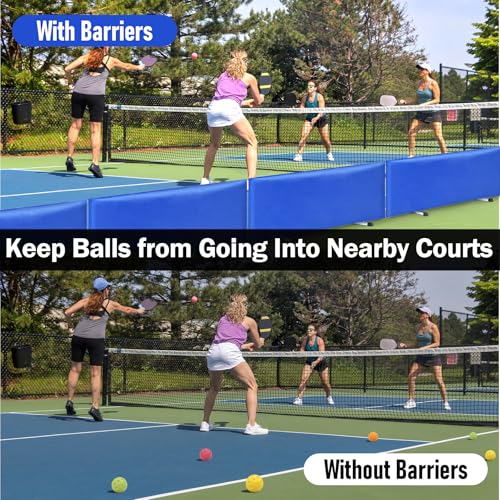 bimiti 3 Pack Pickleball Ball Barrier - Portable Indoor/Outdoor Court Dividers & Edge Guards, Brandable Court Marking Kit with Non-Slip Design for Pickleball Courts (Blue)
