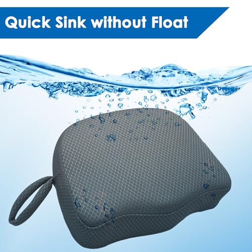 Hot Tub Booster Seat for Adults, 5 Inch Thick Supportive Cushion with Non-Slip Bottom, Weighted for Quick Sink Without Float, Spa Booster Seat for Hot Tub (Including Inflatable), Pool Gray