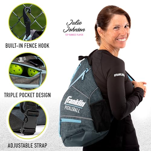 Franklin Sports Pickleball Sling Bag Official Pickleball Bag of The U.S. Open Pickleball Championships Adjustable Gray/Blue