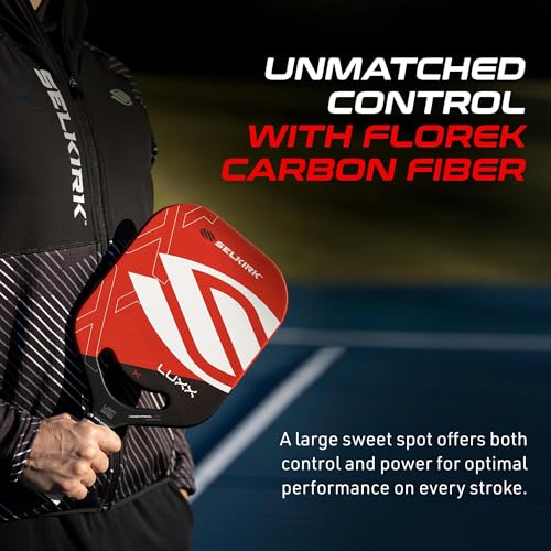 Selkirk Sport LUXX Control Pickleball Paddle | Florek Carbon Fiber Pickleball Paddles with a Polypropylene X7 Core | The Pickle Ball Racket Designed for Ultimate Power & Control | Invikta Red
