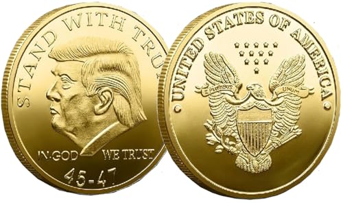 iksya 10 Pack President Coin 2025 Coin Collectors - 45-47 President Coin - Protective Case Included, Commemorative Coins, Gold Plated Coin, Collectible Gift(Gold)