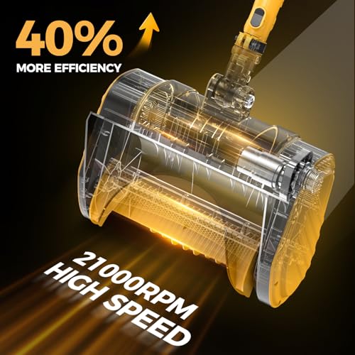 Krmspe Electric Snow Shovel, 21000RPM Cordless Snow Blower, 13" Snow Blower with 2 Powered 24V Batteries, Lightweight for Easy Snow Removal on Steps,Patio,Driveway,Home,Yellow