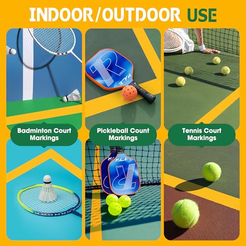 Pickleball Court Tape - 2" x 200 ft Temporary Line Marking Kit, No-Residue Yellow Tape for Easy Application & Removal. Perfect for Driveway, Backyard, Gym & Court Surfaces