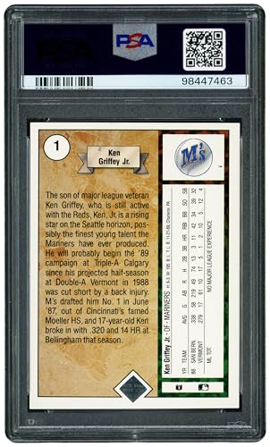 Ken Griffey Jr. Autographed 1989 U.p.p.e.r D.e.c.k Rookie Baseball Card #1 S.e.a.t.t.l.e Mariners Auto Grade Gem Mint 10 PSA/DNA Stock #238800