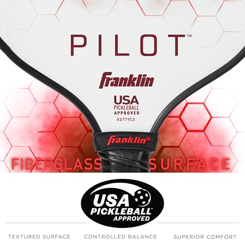 Franklin Sports Pickleball Paddle and Ball Set - (2) Pilot Fiberglass Pickleball Rackets + (4) X-40 Pickleballs - USA Pickleball (USAPA) Approved - 2 Player Pickleball Paddles + Balls Set