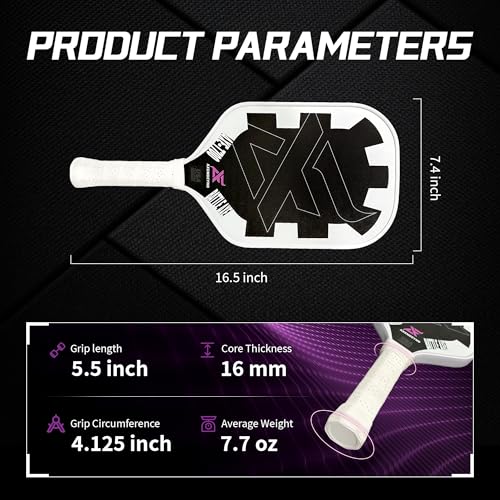 Axemdeyno Pickleball Racket, Carbon Fiber Pickleball Paddle, with a 16mm Power Polymer Honeycomb, Upgraded Pickle Ball Paddle Designed for Unmatched Power