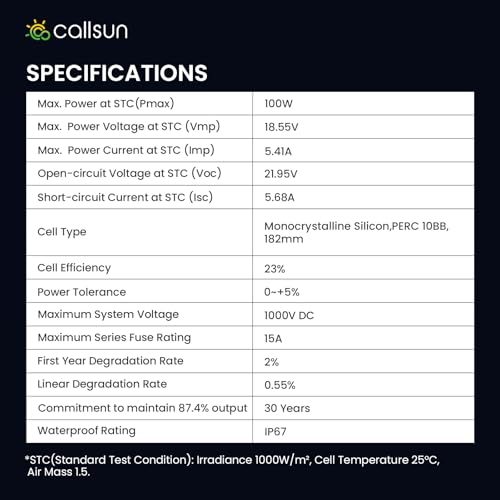 Callsun 400W Solar Panel, 4 Pcs 100 Watt Solar Panel with High-Output Design,High Efficiency Monocrystalline PV Module for for 12V/24V/48V System,RV,Home,Rooftop,Farm,Off-Grid Cabin,Emergency Backup