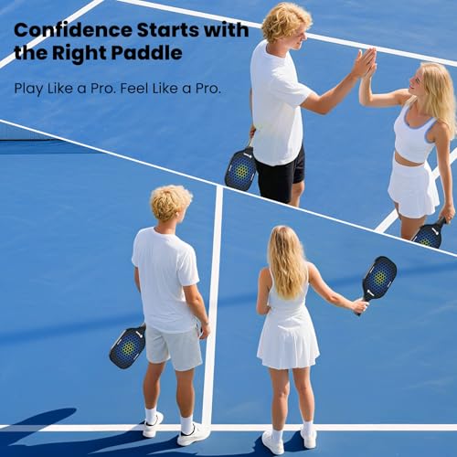 Toovem Carbon Fiber Pickleball Paddles – Lightweight 2 Sets T300 / 1 Set T700 Pickleball Paddle Carbon Fiber Racket, Pickle Ball Paddles Gifts with Bag & 4 Balls, for Beginner to Advanced Players