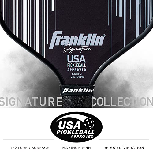 Franklin Sports Pro Pickleball Paddles - Signature Series Pro Paddle with MaxGrit Surface - USA Pickleball (USAPA) Tournament Approved - 16mm Polypropylene Core - Black