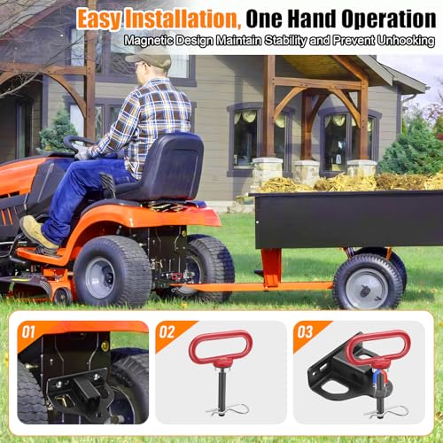 Zero Turn Lawn Mower Hitch with 1-1/4" Receiver, 6mm Thick Heavy Duty Bolt On Trailer Hitch Receivers with Chain Slot, 1/2 inch Magnetic Trailer Hitch Pin & 5/8" Hitch Pin & Clips