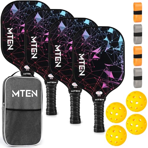 Pickleball Paddles, USAPA Approved Pickleball Paddles Set of 4, Pickleball Set with 4 Pickleball Rackets, Portable Carry Bag, 4 Grip Tapes, Pickle Ball Paddle Set for Men Women