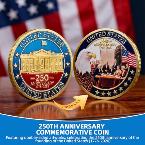 USA 250th Anniversary Commemorative Coin - Gold Plated Collectible Coin for Collectors, 2025 Penny Final Cent Tribute(C)