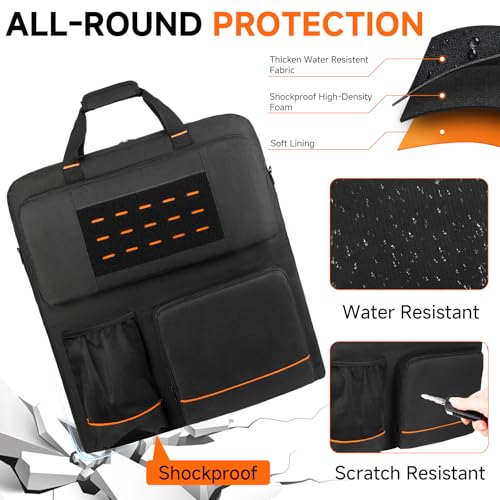 MRINCA Solar Panel Storage Bag - Padded Carrying Case Compatible with Jackery SolarSaga 100/100X/200W & Anker Solix PS100/PS200, Travel Bag with Shoulder Strap & Multi-Pockets, Black