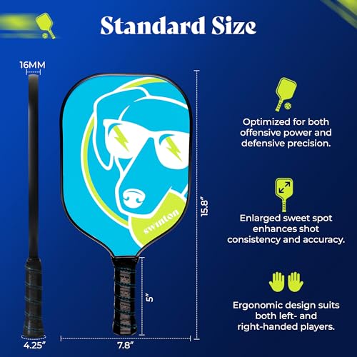 Swinton Pickleball Paddles, USAPA Approved Carbon Fiber Pickleball Paddle for Power, Control & Spin, Advanced Sweet Spot Textured Surface for Precision Shots Comfortable Anti-Slip Grip for Men & Women