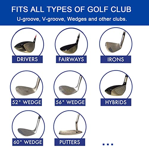 Bulex Golf Club Groove Sharpener, Re-Grooving Tool and Cleaner for Wedges & Irons - Generate Optimal Backspin - Suitable for U & V-Grooves, Blue