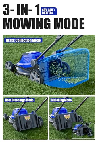 Wild Badger Power 40V 18″ Cordless Lawn Mower Brushless , 5,445 sq ft/0.125 ac, 1×4.0Ah Battery & Fast Charger, 5-Position Height ,for Small-to-Medium Lawns