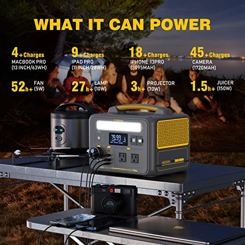 VTOMAN Jump 600X Portable Power Station 600W, 299Wh Solar Generator LiFePO4 Battery Power Station with Jump Start for Car, 1200W AC Outlet, PD 60W USB-C, 3x Regulated 12V/10A DC for Camping, RV Travel