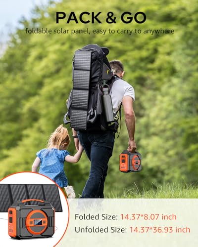 Solar Powered Generator 300W Rated, Portable Solar Generator Power Station with Solar Panels 40W Included, 220Wh Sola Power Bank with AC Outlet 110V Pure Sine Wave for Home Use Camping Outdoor