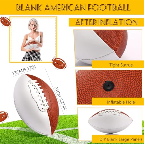 Jenaai 6 Pcs 8.27in Autograph Football Blank White Panels Mini Official Size 3 Autograph Footballs Customized Signature Team Balls Trophy for Rugby Game (Double Sided Blank)