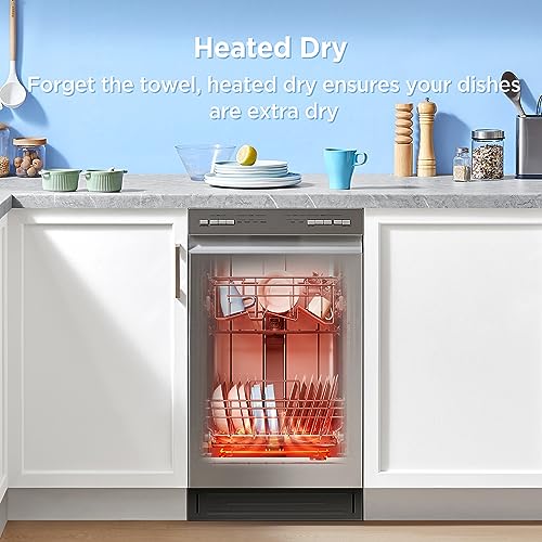 Midea MDF18A1AST Built-in Dishwasher with 8 Place Settings, 6 Washing Programs, Stainless Steel Tub, Heated Dry, Energy Star