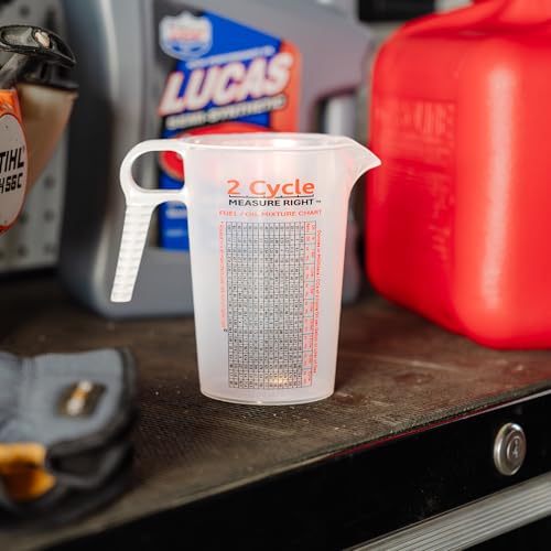 2 Stroke Oil Measuring Cup - 16 Oz Oil Gas Mixing Pitcher with 15-In-1 Ratio Conversion Chart for Outboard Motors, Chainsaws, Weed Eaters, Lawn Equipment, ATVs, Boats, Snowmobiles, Trimmers, Blowers