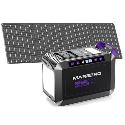 [WINTER STORM POWER OUTAGE ESSENTIAL] MARBERO 172Wh Solar Generator with 40W Solar Panel, Portable Power Station 200W, Camping, Outdoor, Hiking, Fishing, Emergency