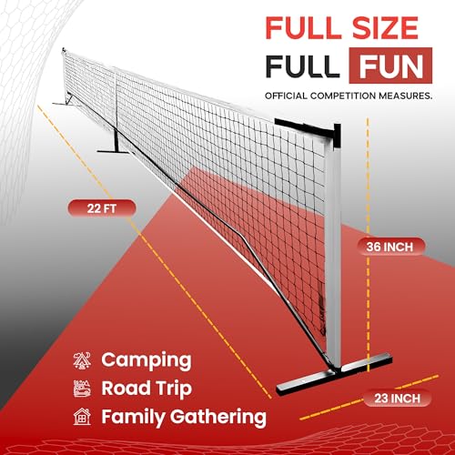 RAQSTACK - Pickleball Set of Portable Pickleball Net for Driveway & Court Marking Kit with Pickle Ball Bag - Easy Setup Outdoor & Indoor Pickle Ball Equipment for Recreational & Competitive Play