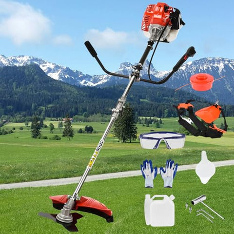 52CC Gas Weed Eater, 2 in 1 Weed Wacker Gas, 2025 Upgraded Gas Powered Weed Eater[New Model Quality Improvement], 2000w 8500rpm Heavy Duty Brush Cutter Ideal for Yard Garden