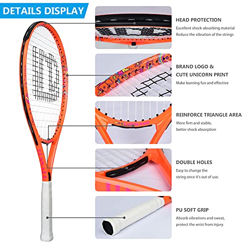 LUNNADE Tennis Racket for Kids Junior, 19/21/23/25 Inch Youth Tennis Racquet with Cover, Suitable for Beginner Boys and Girls Age 3-12