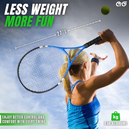 Athletics Geek Teen Tennis Racket Set-27 Inch Tennis Rackets for Beginners and Youth Players-Lightweight Racquets with Carry Bag, Grip Tape, and Ball Offer-Ideal for Boys & Girls Ages 12+