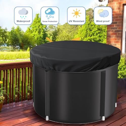 KQSNGB Ice Bath Cover Lid, Cold Plunge Cover for Indoor Outdoor, Made of Oxford Nonwoven Fabric (Black)