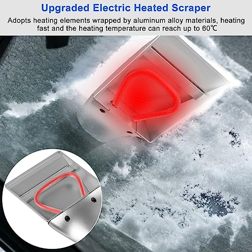 Glomora 12V Auto Heated Snow Shovel, Electric Windshield Ice Scrapers, with Ergonomic Foam Grip, Make Your Winter Travel Worry, for Cars, Trucks, SUVs