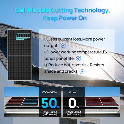 ECO-WORTHY 195W N-Type 18BB Bifacial Solar Panel, 1PC 12 Volt Monocrystalline Solar Panel with 25% High Conversion Efficiency, Ideal for RV, Boat, Roof, Farm,Home & Off-Grid Applications