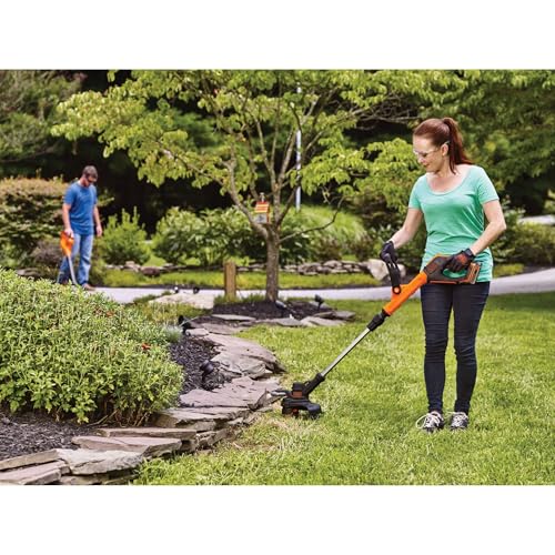 BLACK+DECKER 20V MAX 12 Inch Weed Eater Cordless String Trimmer and Wheeled Edger Lawn Tool with Spool, 2.5Ah Battery and Charger Included, Lightweight, 2 Speed PowerDrive (LST522)