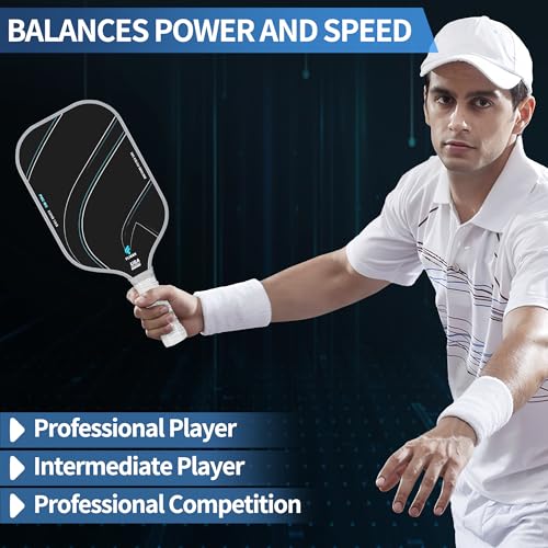 Fligon Pickleball Paddles Carbon Fiber T700 Surface USAPA Approved Pickleball Paddle Enhanced Grip & Spin Featuring 16MM Polypropylene Honeycomb Core Perfect for Beginner and Advanced Players（Grey）